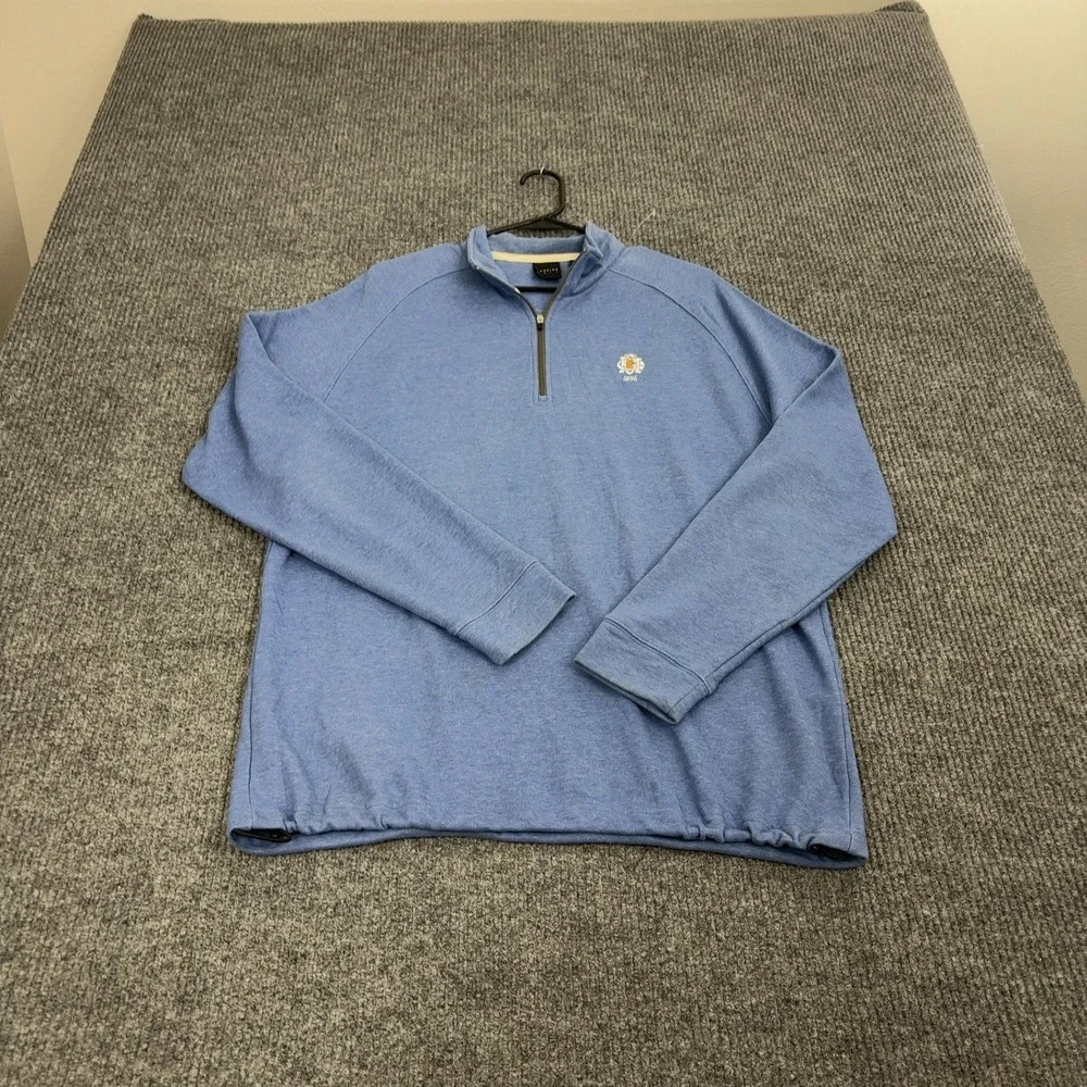 Dunning Golf Quarter Zip Mens L Blue Polyester Cotton‎ Mock Neck Pullover Sport